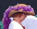 Straw Hat Covered With Feather Boa For Jazzfest Royalty Free Stock Photo