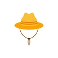 straw hat flat design vector illustration. Straw fedora hat isolated on a white background beach hat , summer hat. Flat design