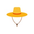 straw hat flat design vector illustration. Straw fedora hat isolated on a white background beach hat , summer hat. Flat design