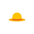 straw hat flat design vector illustration. Straw fedora hat isolated on a white background beach hat , summer hat. Flat design