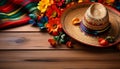 Straw hat, flower, and table summer rustic elegance generated by AI generated by AI