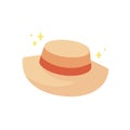 Straw hat, panama. Flat design. Vector illustration, logo icon, clipart of hat. Royalty Free Stock Photo