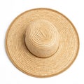 Straw Hat Top View isolated on white background Royalty Free Stock Photo