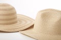 Straw hats overlapped on white background Royalty Free Stock Photo