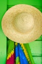 Straw hats for sale in a tropical souvenir shop