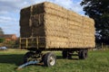 Straw hay bales on a trailer Royalty Free Stock Photo