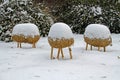 Straw headless sheep under the snow