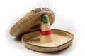 The straw Mexican sombreros hat on white background isolated Royalty Free Stock Photo