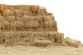 Straw hey, Mountain shape straw hay dry, Straw many on white background, Straw block cube, Hay dry backdrop mountain shape