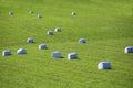 Straw packages on field