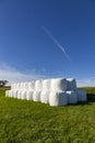 Straw packed in  foil at the field Royalty Free Stock Photo