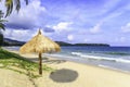 Straw parasol on Bang Tao beach Royalty Free Stock Photo