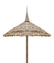 Straw roof umbrella isolated on white background with clipping path Royalty Free Stock Photo