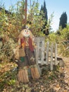 Straw scarecrow in a garden