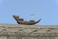 Straw ship on straw roof at Porlock, Somerset Royalty Free Stock Photo