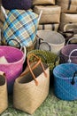 Straw shopping bags Royalty Free Stock Photo