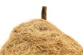 Straw, straw hey heap close-up big, straw mountain, mountain stack hill of straw on white background Royalty Free Stock Photo