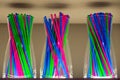 Straw straws for cocktails. Mixed color of straw stick Royalty Free Stock Photo