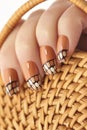 Straw twisted manicure. Royalty Free Stock Photo
