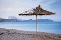 Straw umbrella on beach