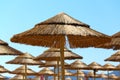 Straw umbrellas on the beach