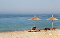 Straw umbrellas on the beach