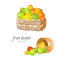 Straw wicker basket with ripe and ruddy apples