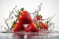 Strawberies with water splash over white Royalty Free Stock Photo