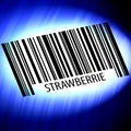 Strawberrie - barcode with futuristic blue background