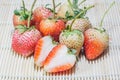 Strawberries on bamboo table