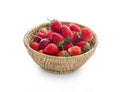 Strawberries in basket isolated on a white background Royalty Free Stock Photo