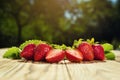 strawberries in basket, strawberry basket, strawberries on wooden table, strawberry, basket with strawberries, strawberries in na Royalty Free Stock Photo