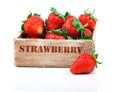 Strawberries berry in the wooden box