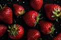 strawberries on a black background. Generative AI Royalty Free Stock Photo