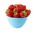 strawberries in a blue cup on a white background. Royalty Free Stock Photo