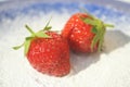 Strawberries on a blue plate