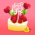 Strawberries Cake With I Love You Cake Topper