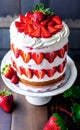 Strawberries cake illustration Artificial intelligence artwork generated