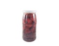 Strawberries canned in the glass jar isolated Royalty Free Stock Photo