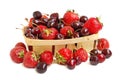Strawberries and cherries in a basket Royalty Free Stock Photo