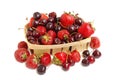 Strawberries and cherries in a basket Royalty Free Stock Photo