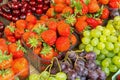 Strawberries, cherries and grapes Royalty Free Stock Photo