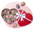 Strawberries in chocolate in a heart shaped box. Beautiful gift on a white background.Valentine's Day. Vector Royalty Free Stock Photo