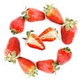 Strawberries in circle and sliced strawberry Royalty Free Stock Photo