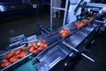 Strawberries on conveyor belt