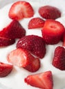 Strawberries and cream close up Royalty Free Stock Photo