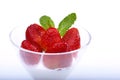 Strawberries with cream of milk Royalty Free Stock Photo