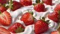 strawberries in cream seamless beautiful background Royalty Free Stock Photo