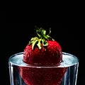 Strawberries fall into a glass of water. Royalty Free Stock Photo