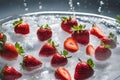 Strawberries Floating in Sparkling Water